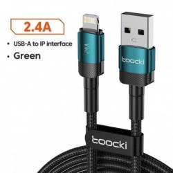 Szín: 2m zöld - Toocki Lightning kábel IPhone14 13 12 11 Pro Max Xs Xr 8 Plus gyorstöltő USB vezetékhez iPhone töltő