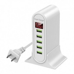 Szín: fehér US - 5V4A többportos USB töltő Amerikai szabvány európai függőleges, univerzális 5 portos USB utazási