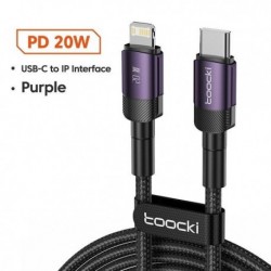 Szín: 1 m Lila - Toocki PD 20W USB Type C kábel iPhone 14 13 12 11 Pro XS 8 USB C - Lightning kábel adatvezetékhez