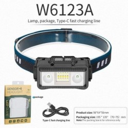 Kibocsátó szín: W6123A fekete - Többfunkciós mozgásérzékelős fejlámpa zseblámpa kültéri USB újratölthető