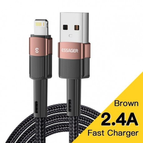Szín: Barna - Essager gyorstöltés iPhone USB kábelhez 11 12 13 Pro Max Mini Xs Xr X SE 8 7 6 Plus 6s 5 5s 2.4A vezeték