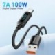 Szín: 7A fekete - Essager USB Type C kábel Huawei Honor Xiaomi Samsung Super Charge 66W/100W gyorstöltő USB C töltő