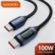 Szín: 100W CC fekete - Toocki Type C - Type C kábel 100 W PD gyorstöltő töltő USB C - USB C kijelző kábel Xiaomi POCO F3