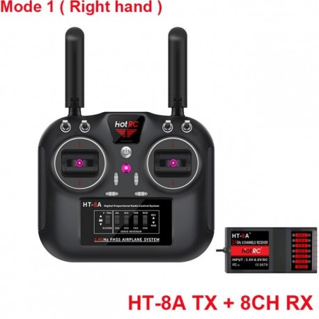 Szín: Mode1 TX RX - Hotrc HT-8A 2.4G 8CH FHSS GFSK adó távirányító SBUS vevő modell repülőgép drone autós hajóhoz