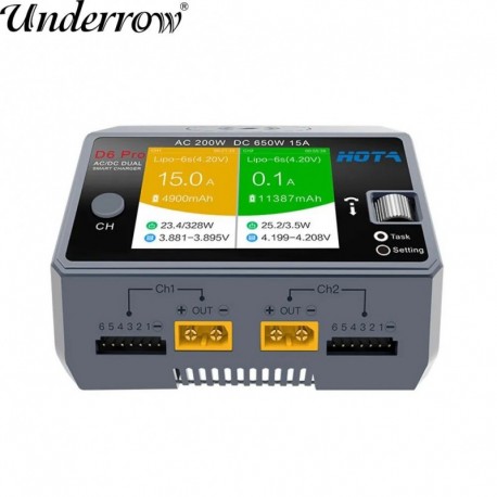 Szín: US - HOTA D6 Pro intelligens akkumulátortöltő fekete AC 200w DC 2x325w /15a csatornás kisütő lipo töltő Rc drone