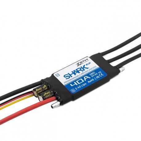Szín: 40A - ZTW 32 bites ESC Shark G2 20A/30A/40A/50A/60A/80A/100A 2-6S SBEC 5V/6V 8A kefe nélküli sebességszabályzó RC