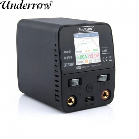 Szín: P200-US - ToolkitRC P200 Mini 30V AC100W DC200W 10A GaN állítható mini asztali tápegység AC vagy DC két bemeneti