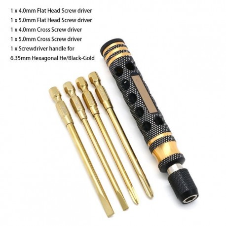 Szín: G típus - 4 az 1-ben Hatlapfejű csavarhúzó 1,5 2,0 2,5 3,0 mm 6,35 mm Kétszínű, külön fogantyús csavarkulcs