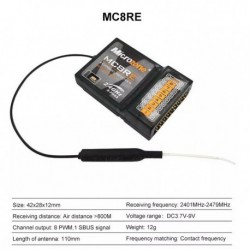 Szín: MC8RE - MicroZone MC6RE vevő MC7RB MC9002 MINi M-SBUS vevő 6CH MC8RE 8CH MC6C MC8B Vezérlő Adó RC Repülőgép Drone