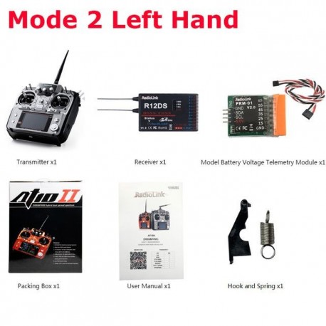 Szín: Szürke mód2 - RadioLink AT10 II 2.4Ghz 10CH RC adó R12DS vevővel PRM-01 Feszültség visszatérő modul RC Quadcopter