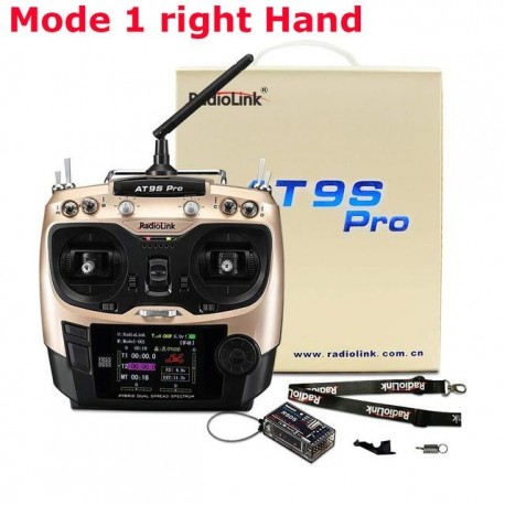 Szín: Arany mód 1 - Radiolink AT9S Pro TX 10/12CH RC rádióvezérlő adó R9DS RX 2.4G vevővel RC FPV Racing Drone számára