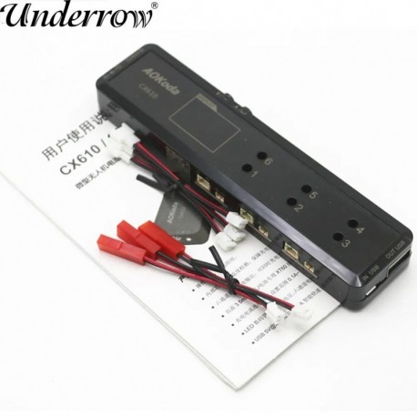 Szín: AOK CX610 - AOK CX605 CX610 6CH DC/XT60/USB akkumulátortöltő 3,7V 1S Lipo akkumulátor újratölthető RC drónokhoz