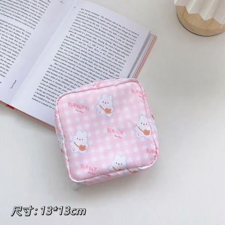 Szín: 6 - 1 DB női lányok Kawaii kozmetikai smink tároló táska utazó betét egészségügyi betét táska mini adatkábel