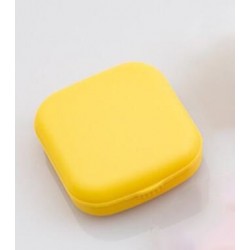 Szín: sárga - Mini kontaktlencse tok, egyszínű Lovely Travel Kit zseb, női könnyen hordozható tükörlencsedobozos