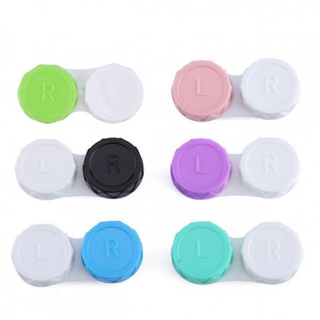Szín: 1db szín véletlenszerű B - Mini kontaktlencse tok, egyszínű Lovely Travel Kit zseb, női könnyen hordozható