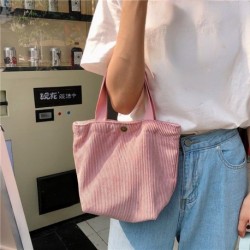 Szín: rózsaszín - Női alkalmi bevásárlótáskák Japán stílusú Vintage egyszínű táskák kordbársony mini