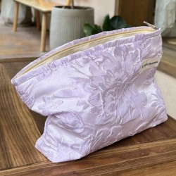 Szín: e - 2023 új sminkecset tároló tasak rendszerező Jacquard szövet sminktáska virágos cipzáras kozmetikai tasak női