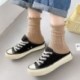 Szín: 1 pár szín véletlenszerű - Egyszínű japán divat középső cső zokni női fodros zokni Kawaii Lolita irodalmi