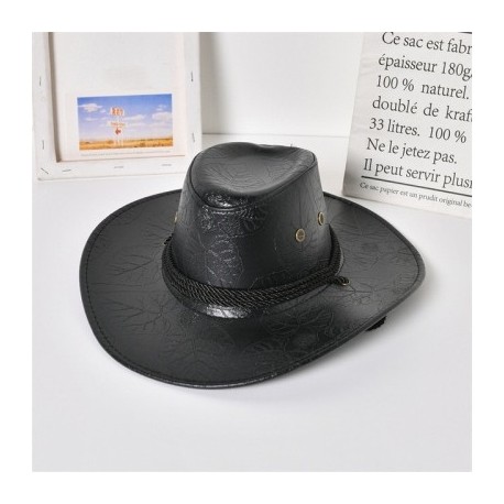 Fekete szín - Új műbőr Western Cowboy kalapok nőknek Férfi Vintage Gentleman Ruha Kalapok Panama Cowgirl Jazz Cap Sombrero