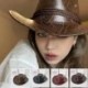 Fekete szín - Új műbőr Western Cowboy kalapok nőknek Férfi Vintage Gentleman Ruha Kalapok Panama Cowgirl Jazz Cap Sombrero