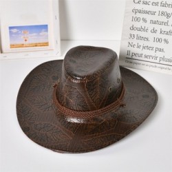 Szín: kávé - Új műbőr Western Cowboy kalapok nőknek Férfi Vintage Gentleman Ruha Kalapok Panama Cowgirl Jazz Cap