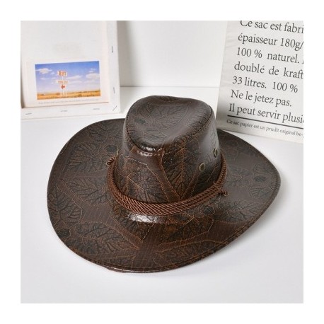 Szín: kávé - Új műbőr Western Cowboy kalapok nőknek Férfi Vintage Gentleman Ruha Kalapok Panama Cowgirl Jazz Cap