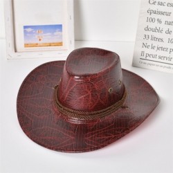 Piros szín - Új műbőr Western Cowboy kalapok nőknek Férfi Vintage Gentleman Ruha Kalapok Panama Cowgirl Jazz Cap Sombrero