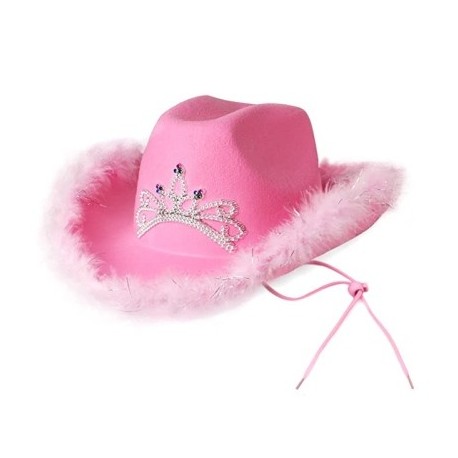 Szín: Pink Feather - Rózsaszín West Cowgirl sapkák nőknek tehénlány kalapok tiara toll filc Western flitter Cowboy kalap