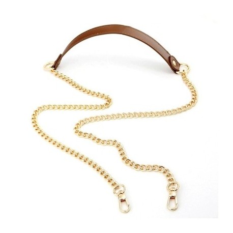Szín: Arany-kávé-120cm - 120 cm-es bőr fém összefűző lánctáska pánt válltáskához Női divat Crossbody táska