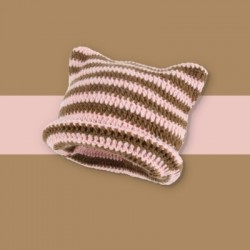 Szín: rózsaszín - Y2K Trend Skullies & Beanies Őszi/téli kötött meleg sapkák Diákok Borjúszarv Baotou Kalap koreai