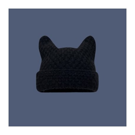 Fekete szín - Y2K Trend Skullies & Beanies Őszi/téli kötött meleg sapkák Diákok Borjúszarv Baotou Kalap koreai Női