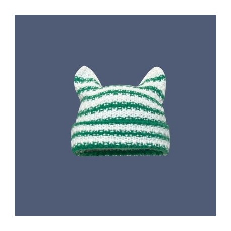 Szín: Fehér Zöld - Y2K Trend Skullies & Beanies Őszi/téli kötött meleg sapkák Diákok Borjúszarv Baotou Kalap koreai