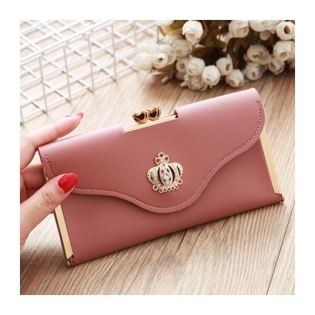 Szín: Sötét rózsaszín - Női Pénztárca Kuplung bőr Hasp Női Hosszú pénztárcák Kártyatartó Telefontáska