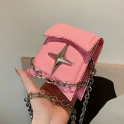 Szín: rózsaszín - Personality Chain Y2K Star Clutch Kézitáskák Koreai Női Mini Crossbody válltáska Luxus Design Márka