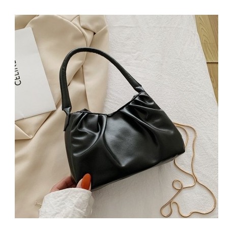 Fekete szín - Kis négyzet alakú redőzött fogantyúk Designer kézitáska Női Crossbody válltáskák Hírvivő