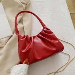 Piros szín - Kis négyzet alakú redőzött fogantyúk Designer kézitáska Női Crossbody válltáskák Hírvivő