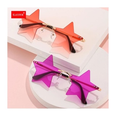 Lencsék színe: lila - Vicces Pentagram napszemüvegek Rimless Party szemüvegek csillag alakú óceán színű szemüvegek