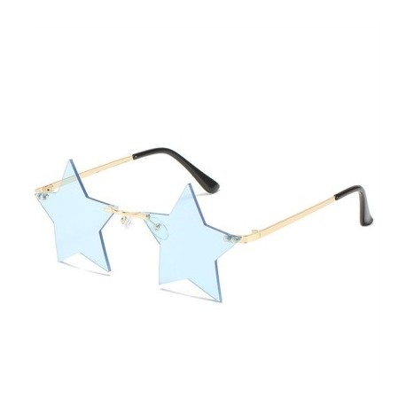 Lencsék színe: kék - Vicces Pentagram napszemüvegek Rimless Party szemüvegek csillag alakú óceán színű szemüvegek