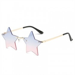 Lencsék színe: kék rózsaszín - Vicces Pentagram napszemüvegek Rimless Party szemüvegek csillag alakú óceán színű