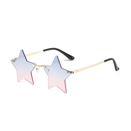 Lencsék színe: kék rózsaszín - Vicces Pentagram napszemüvegek Rimless Party szemüvegek csillag alakú óceán színű