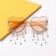 Lencsék színe: világos narancssárga bojt - Egyedi Party Favor Heart napszemüveg Diamond Bojt UV400 Protection Rend Peach